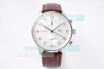 Swiss Replica IWC Portuguese SS White Dial Brown Leather ZF Factory V2 Version Watch